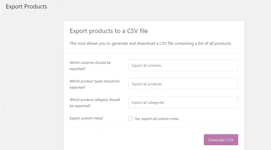 Select The Products Product Categories And The Product Types That You Want To